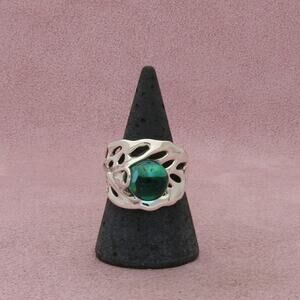 ⚡️reserved⚡️ hagit gorali sterling silver blue glass bead free form ring 8